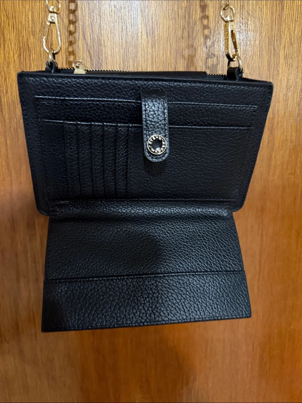Steve Madden Black Crossbody Wallet with Gold Chain